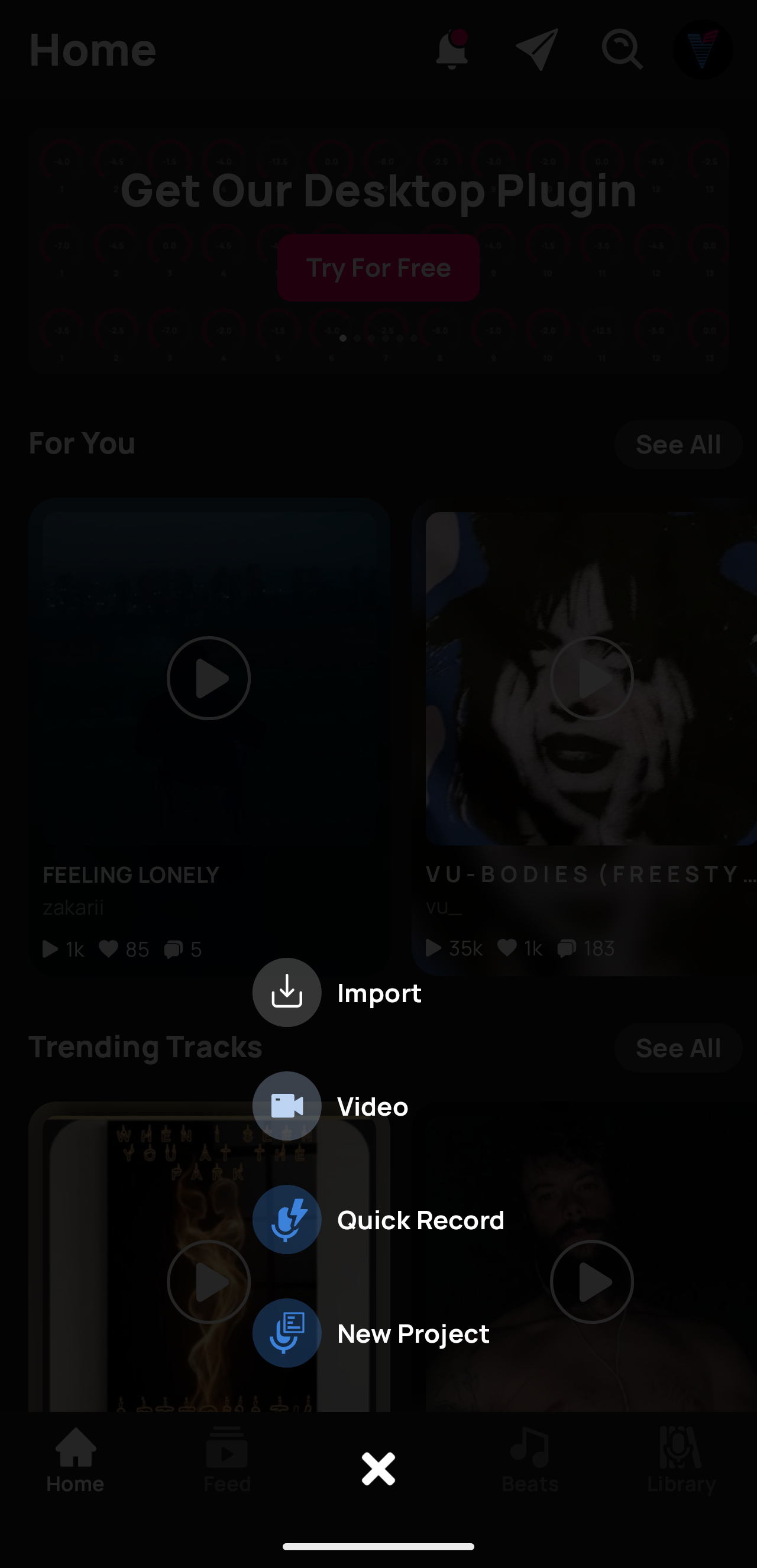 The + menu