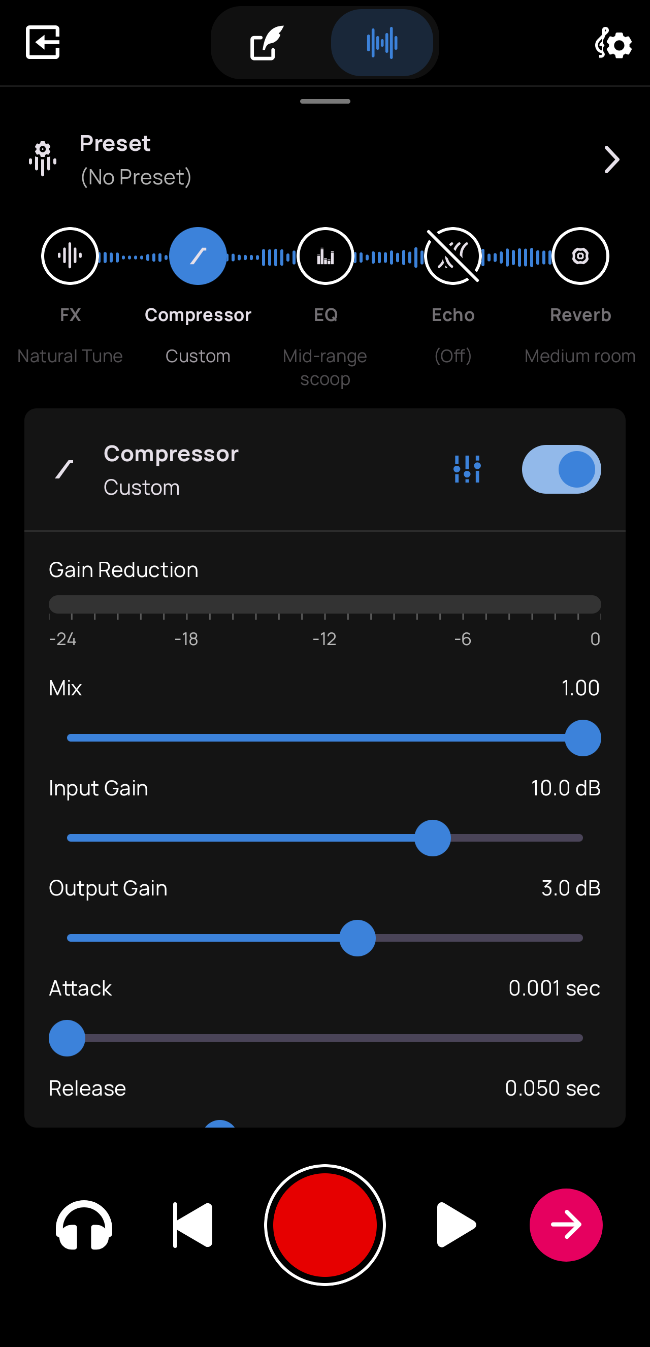 The Custom Compressor panel