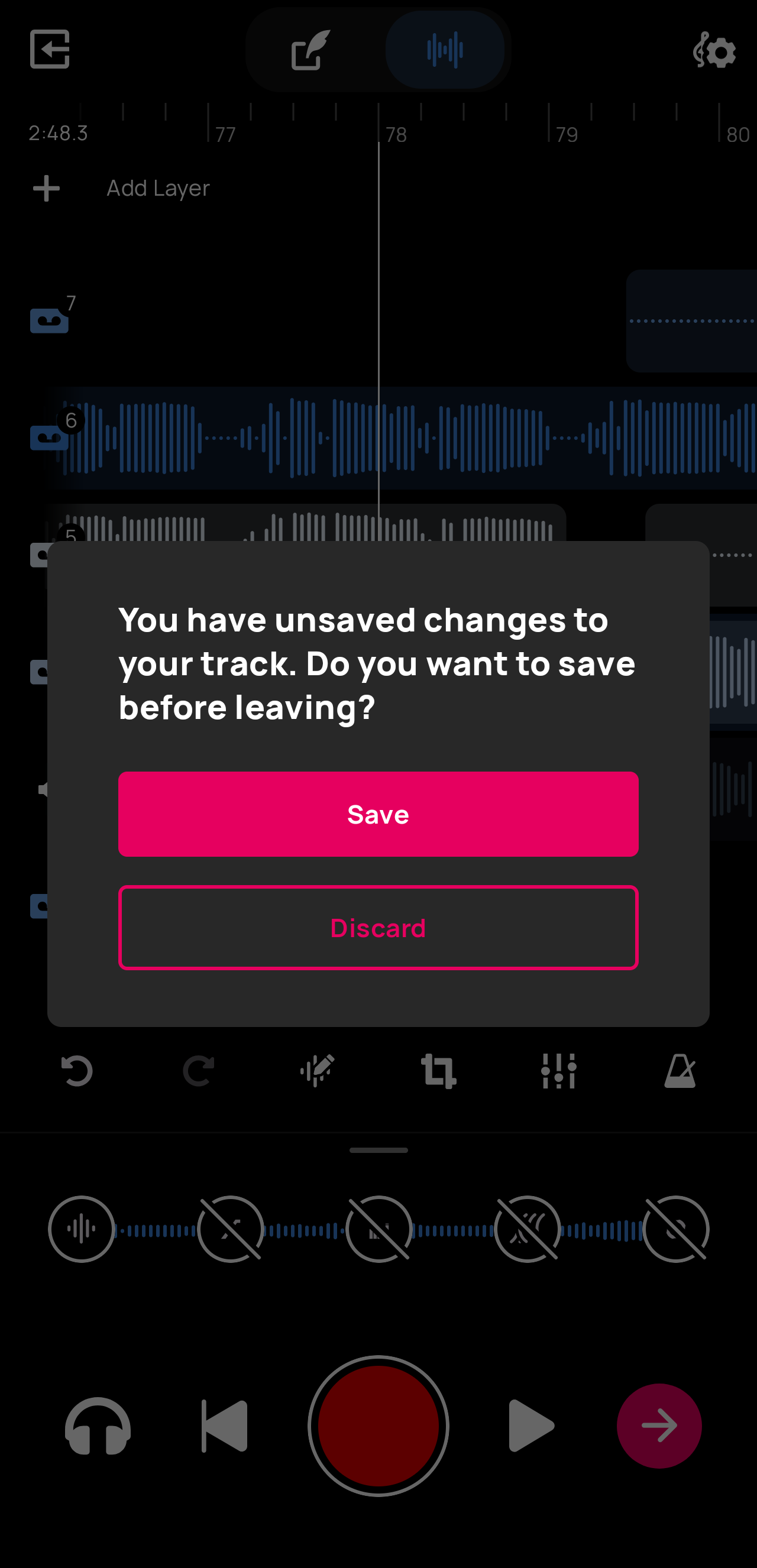 The unsaved changes prompt